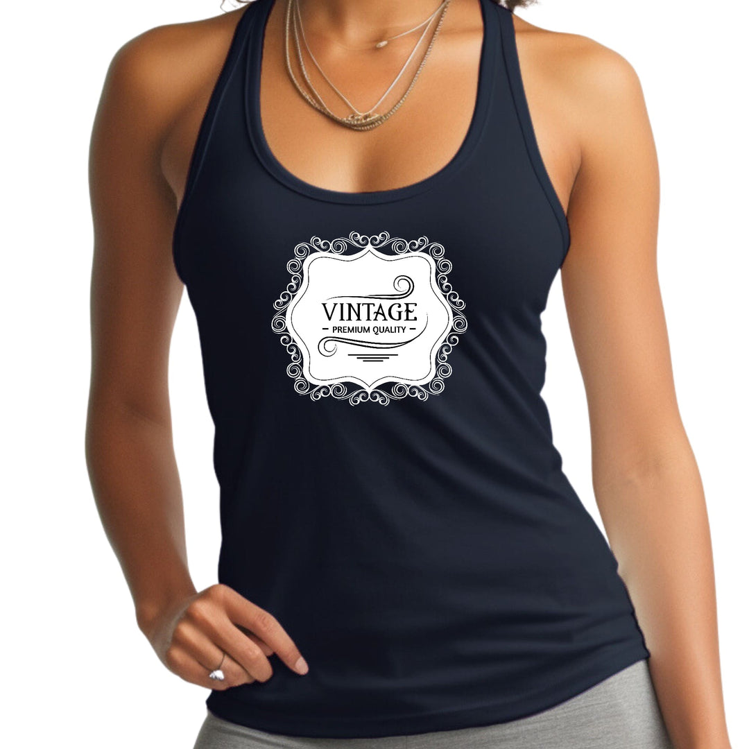 Womens Fitness Tank Top Graphic T-shirt Vintage Premium Quality White