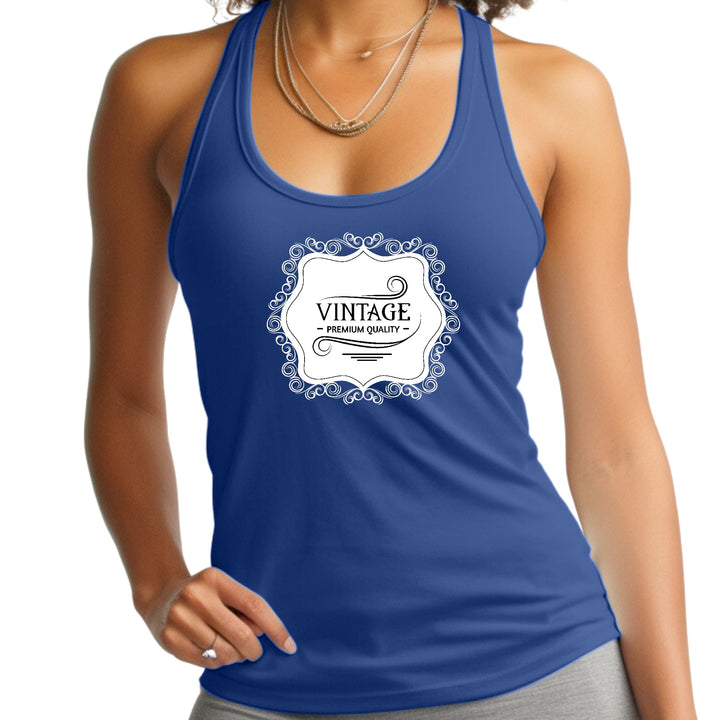 Womens Fitness Tank Top Graphic T-shirt Vintage Premium Quality White - Womens