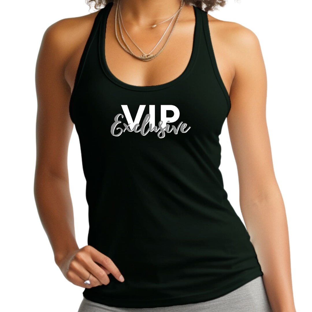 Womens Fitness Tank Top Graphic T-shirt Vip Exclusive Grey And White - Womens