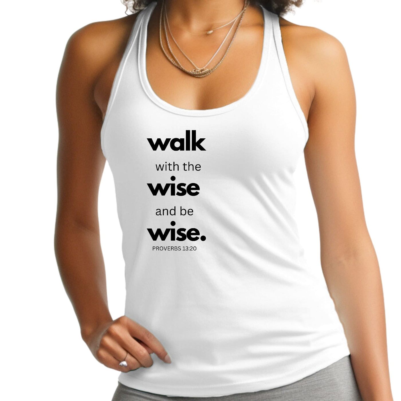 Womens Fitness Tank Top Graphic T-shirt Walk With The Wise - Womens | Tank Tops