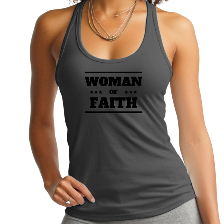 Womens Fitness Tank Top Graphic T-shirt Woman of Faith Black - Womens | Tank