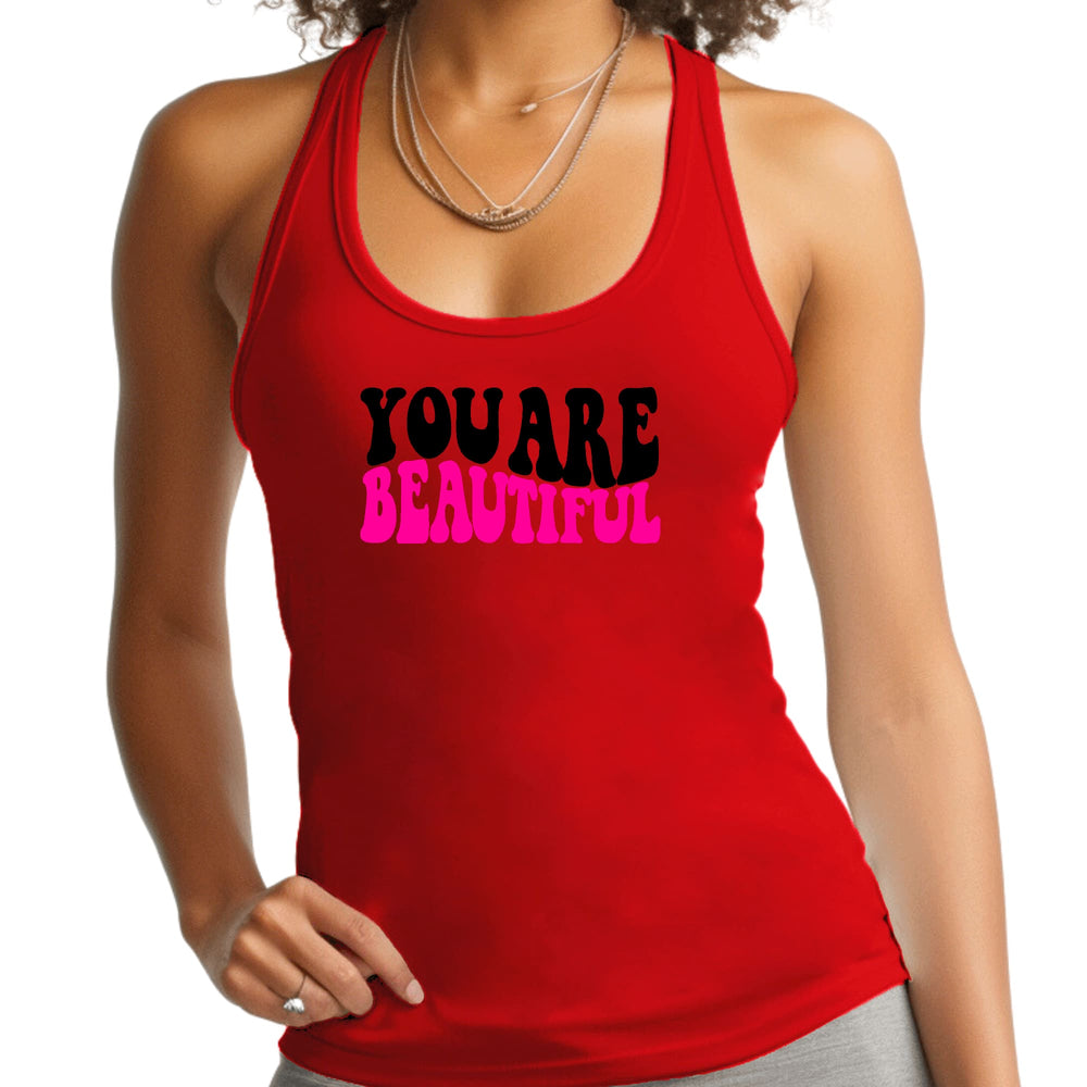 Womens Fitness Tank Top Graphic T-shirt you are Beautiful Print - Womens | Tank