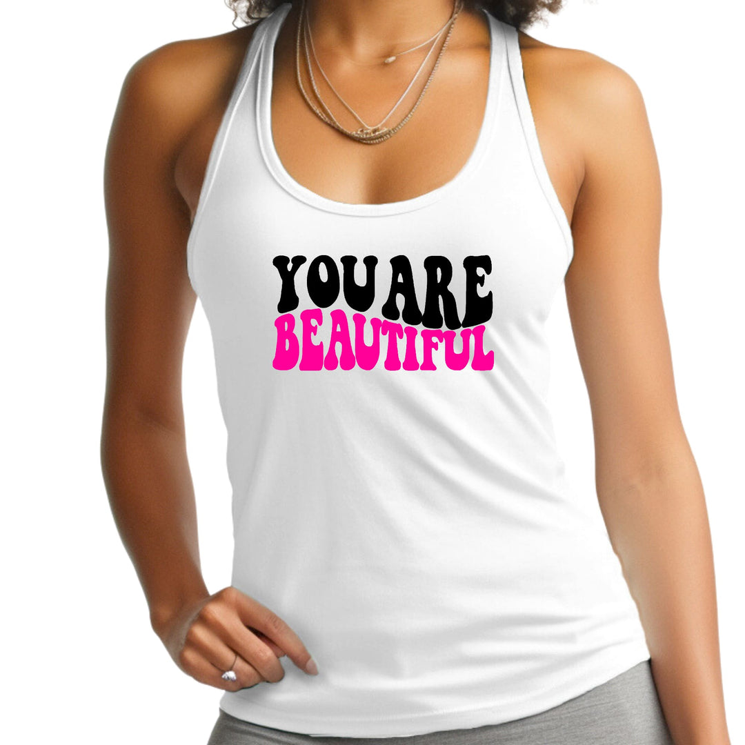 Womens Fitness Tank Top Graphic T-shirt you are Beautiful Print - Womens | Tank