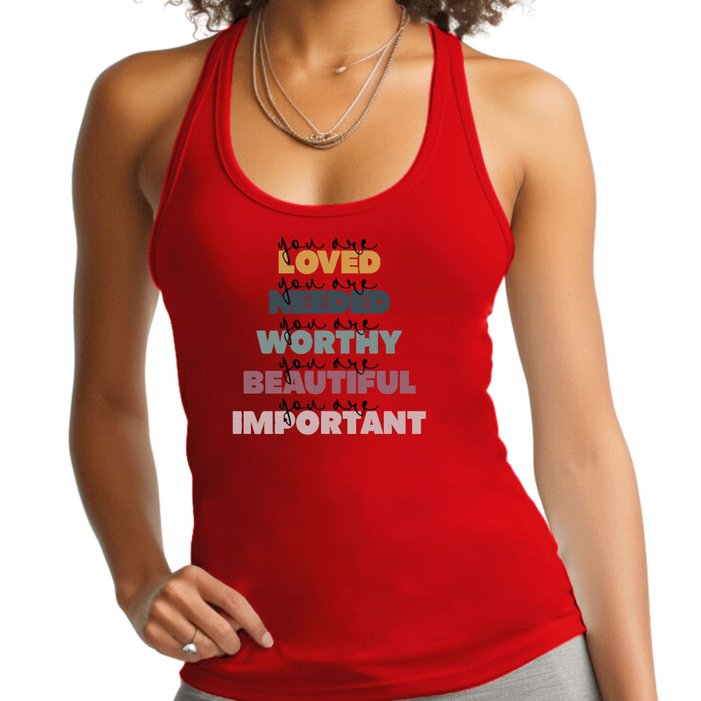 Womens Fitness Tank Top Graphic T-shirt you are Loved Inspiration - Womens