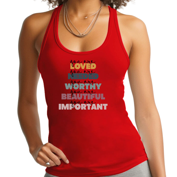 Womens Fitness Tank Top Graphic T-shirt you are Loved Inspiration - Womens