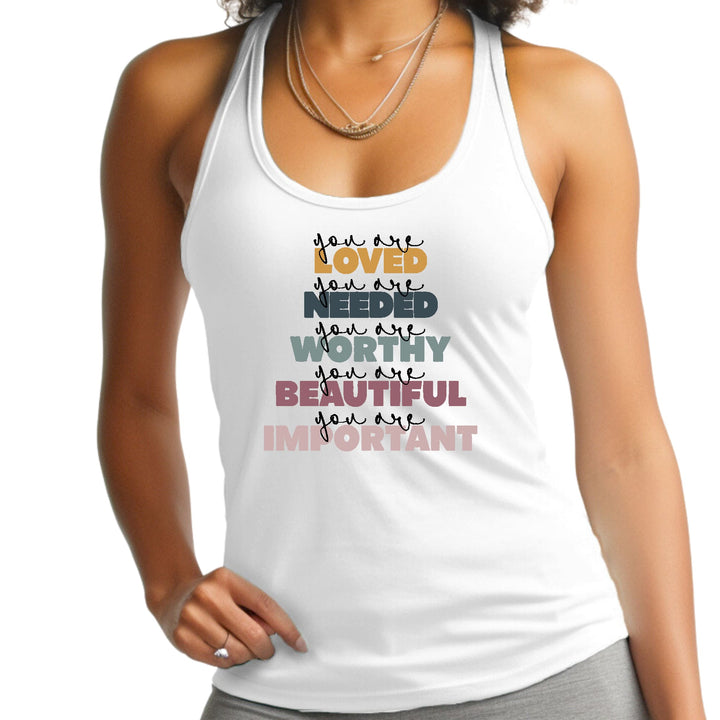 Womens Fitness Tank Top Graphic T-shirt you are Loved Inspiration - Womens