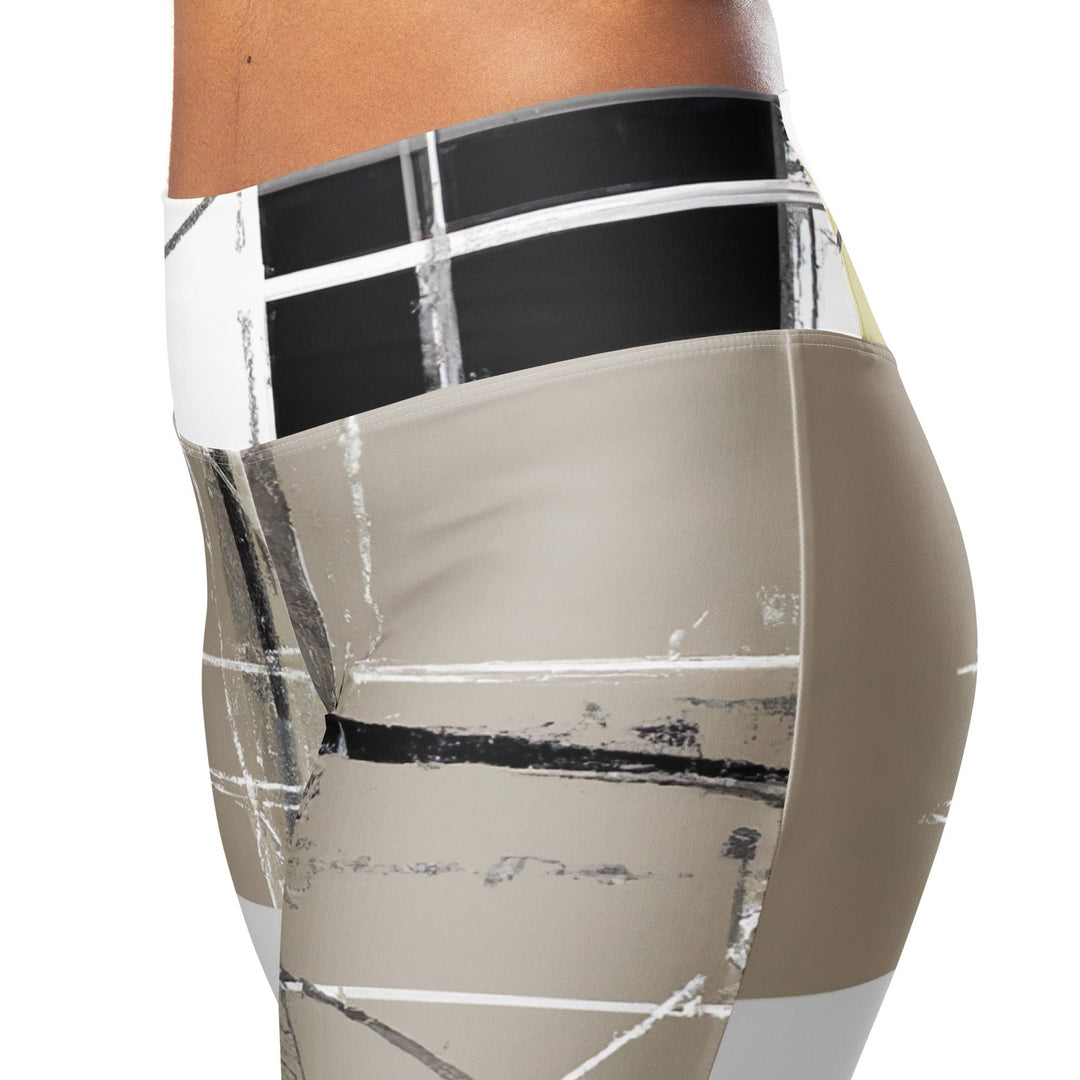 Womens Flare Leggings - Abstract Brown Geometric Shapes