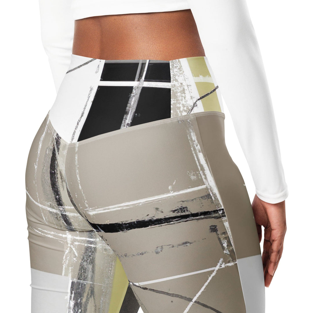 Womens Flare Leggings - Abstract Brown Geometric Shapes