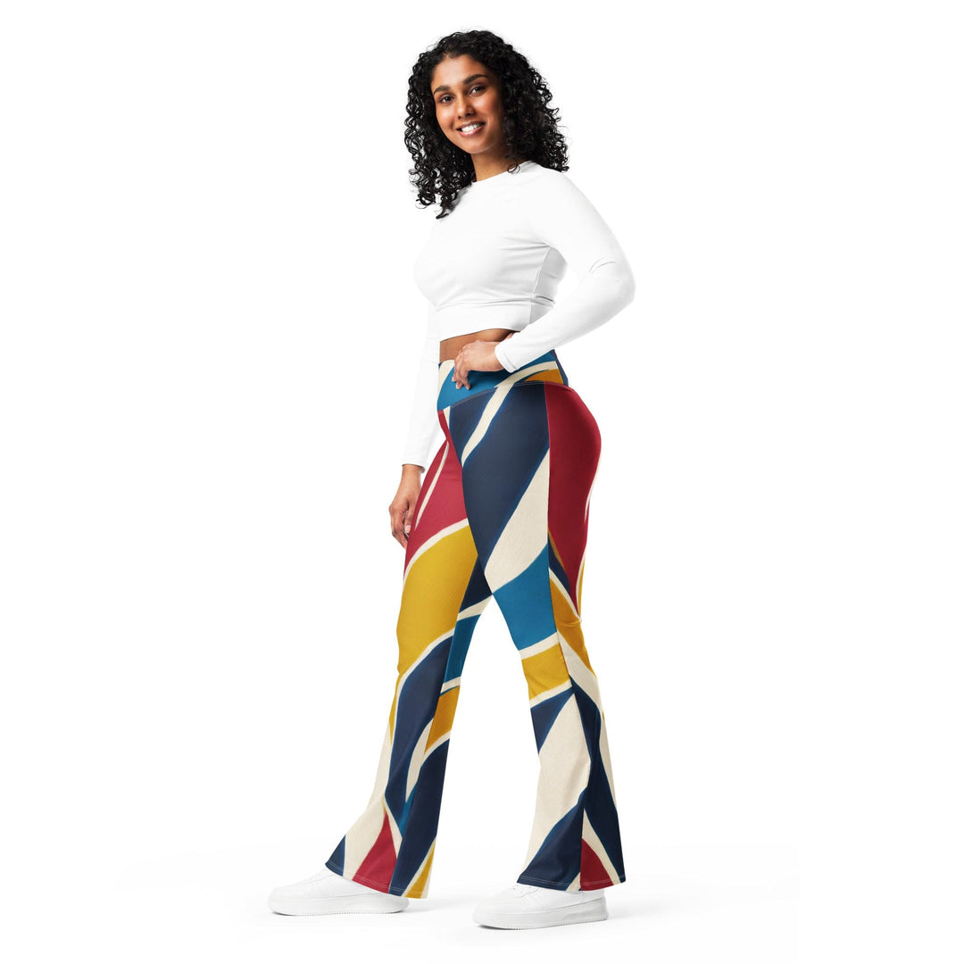 Womens Flare Leggings - Abstract Multicolor Swirl Line Pattern 78386