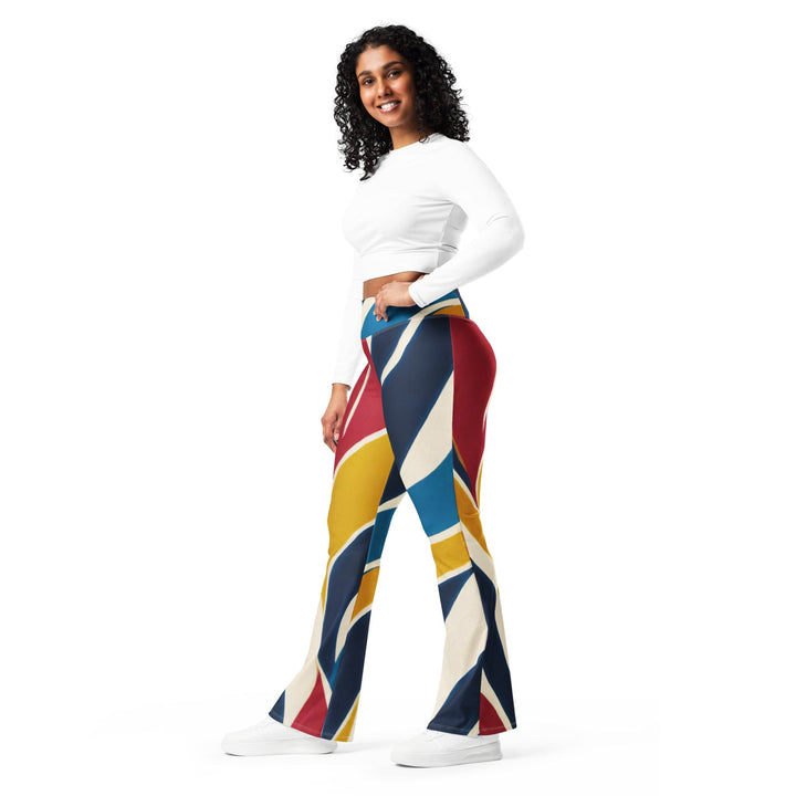 Womens Flare Leggings - Abstract Multicolor Swirl Line Pattern 78386
