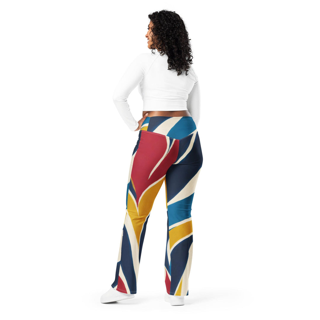 Womens Flare Leggings - Abstract Multicolor Swirl Line Pattern 78386