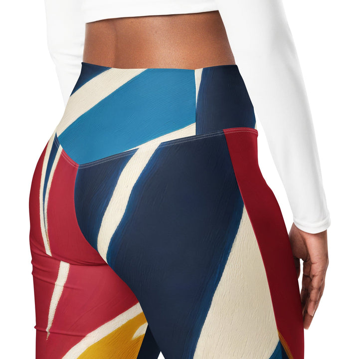 Womens Flare Leggings - Abstract Multicolor Swirl Line Pattern 78386