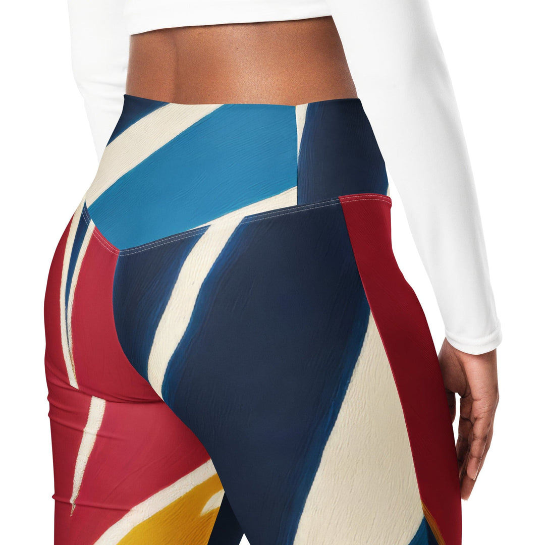 Womens Flare Leggings - Abstract Multicolor Swirl Line Pattern 78386