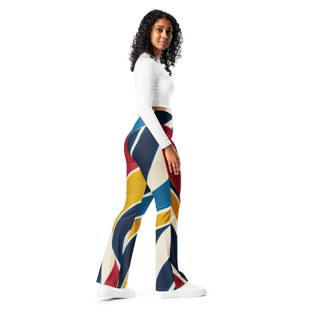 Womens Flare Leggings - Abstract Multicolor Swirl Line Pattern 78386