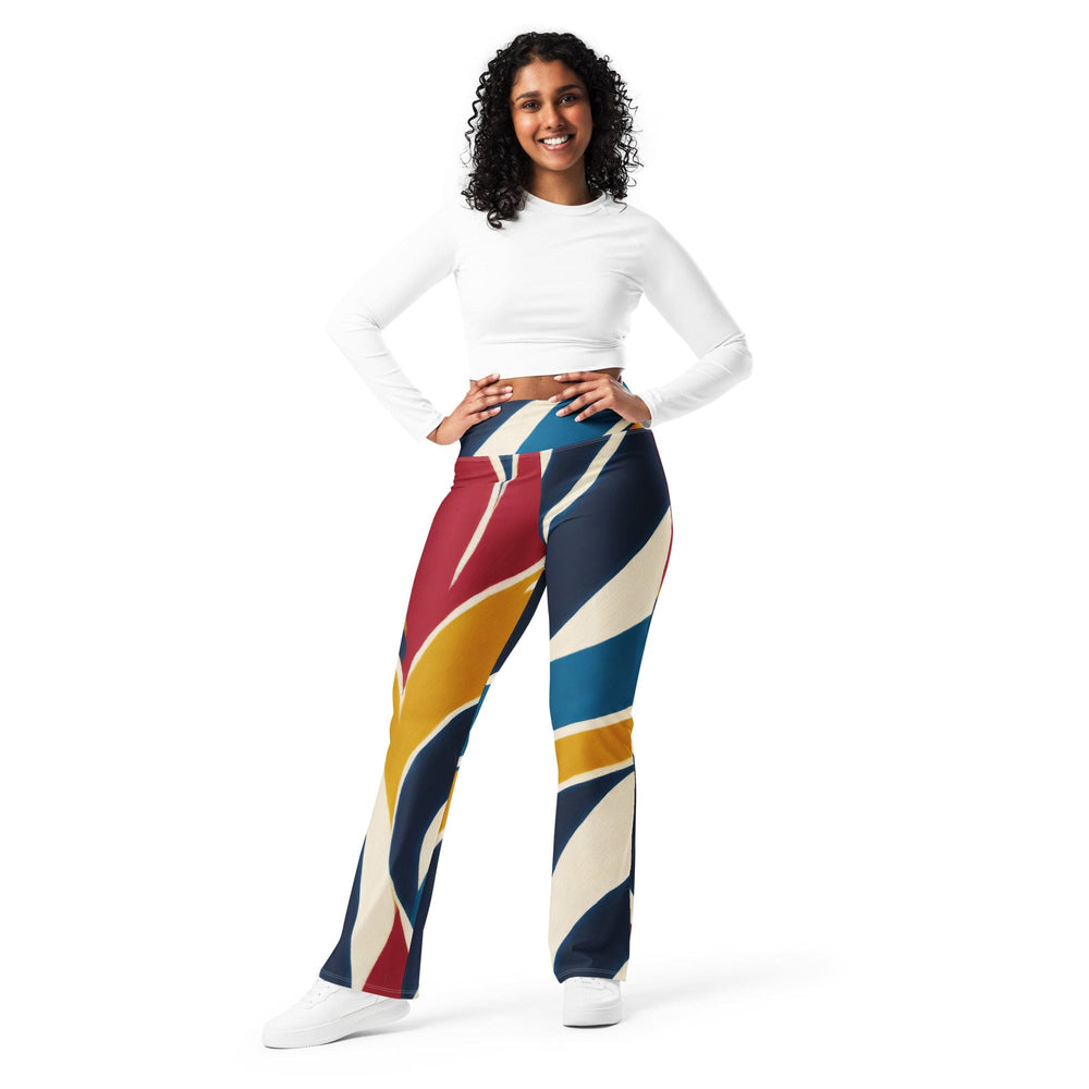 Womens Flare Leggings - Abstract Multicolor Swirl Line Pattern 78386