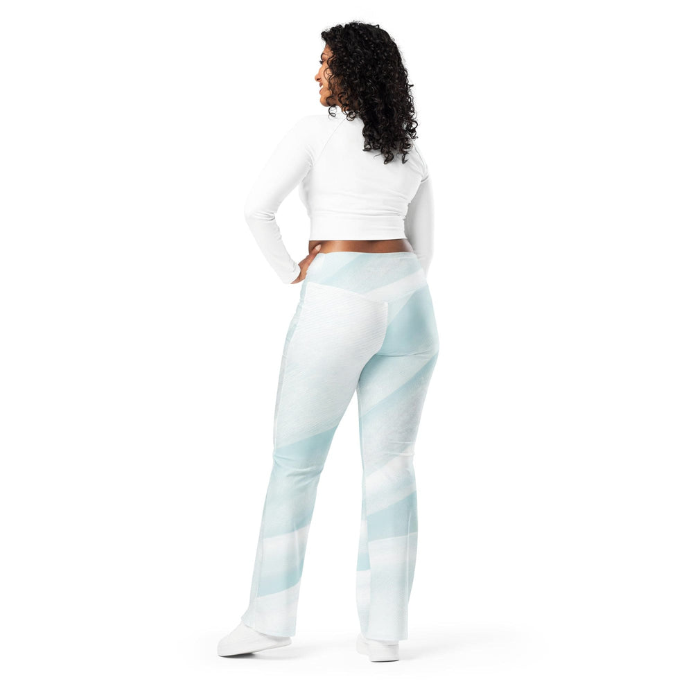 Womens Flare Leggings - Pastel Blue Swirl