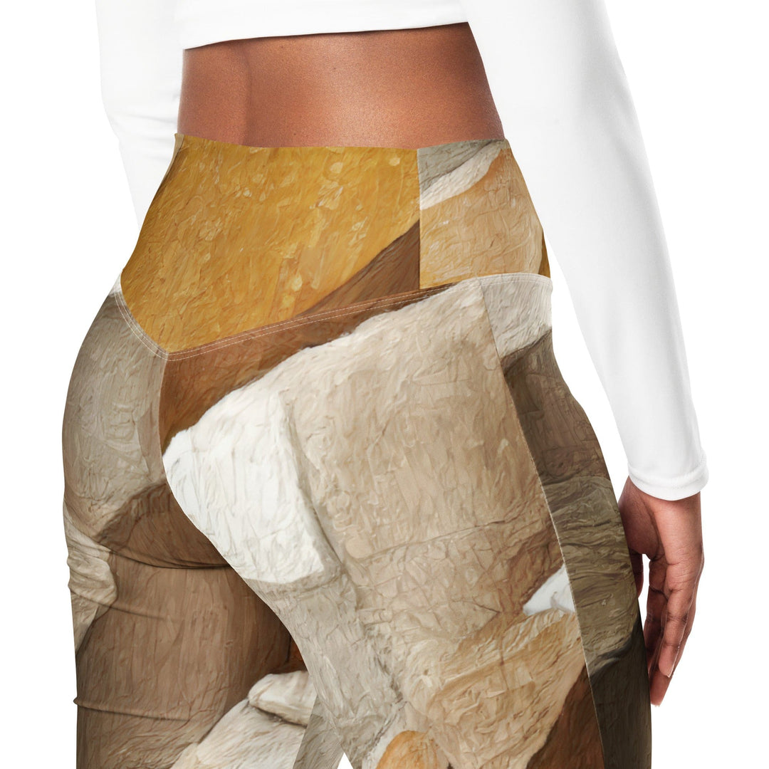 Womens Flare Leggings - Abstract Stone Print