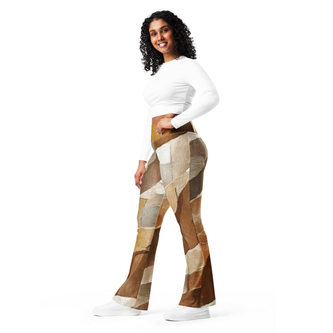 Womens Flare Leggings - Abstract Stone Print