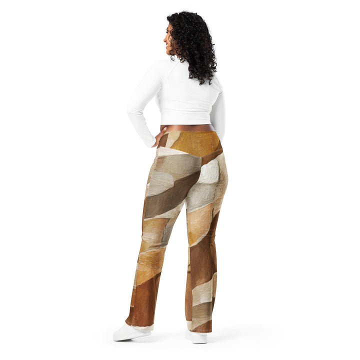 Womens Flare Leggings - Abstract Stone Print