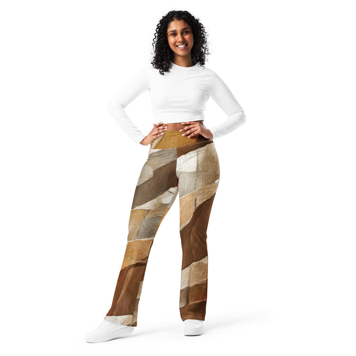 Womens Flare Leggings - Abstract Stone Print