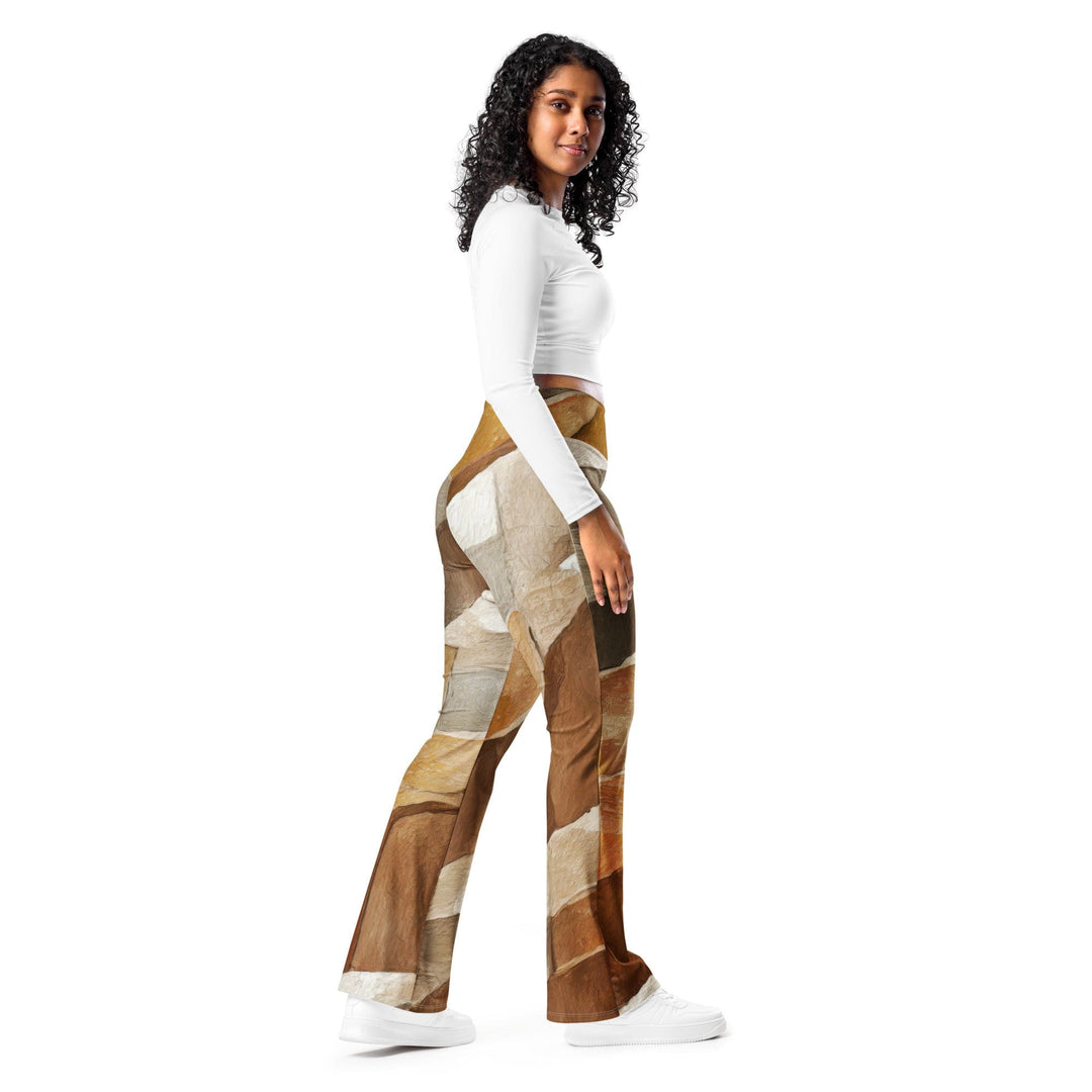Womens Flare Leggings - Abstract Stone Print