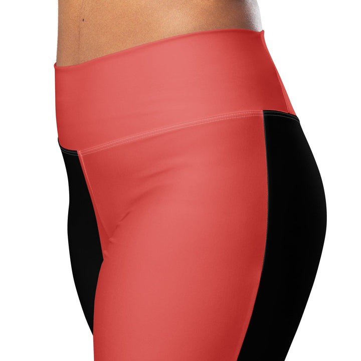 Womens Flare Leggings - Black Red Green Stripped