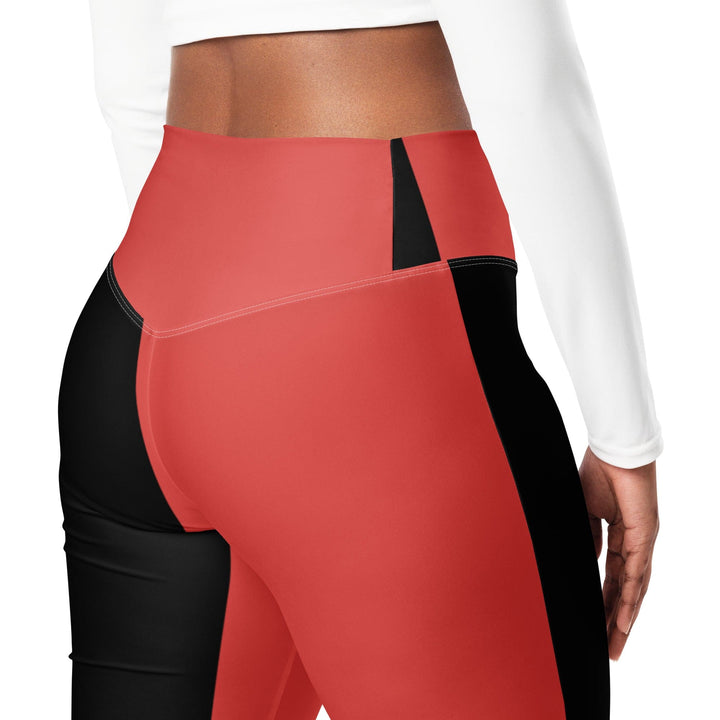 Womens Flare Leggings - Black Red Green Stripped