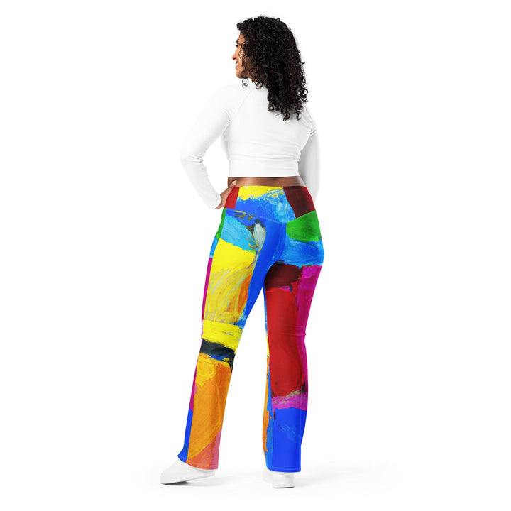 Womens Flare Leggings - Blue Red Abstract Pattern