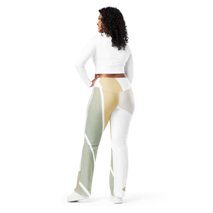 Womens Flare Leggings - Green Abstract Geometric Pattern