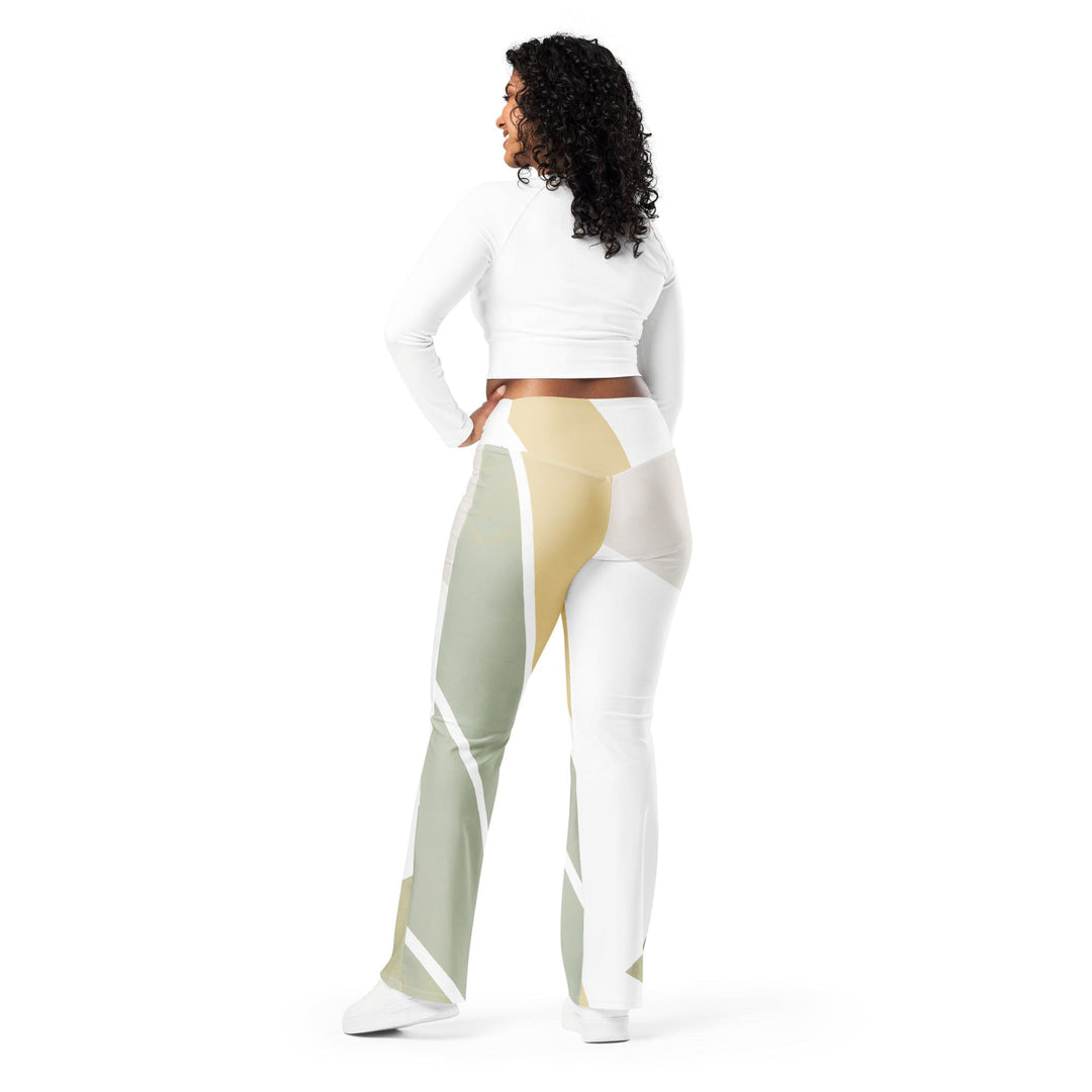 Womens Flare Leggings - Green Abstract Geometric Pattern