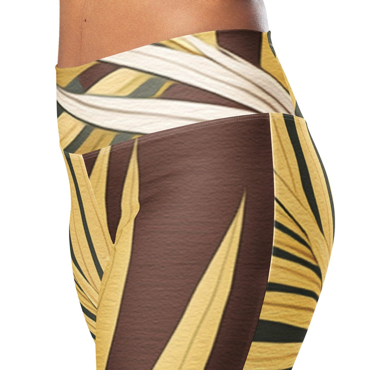Womens Flare Leggings - Palm Tree Leaves Pattern