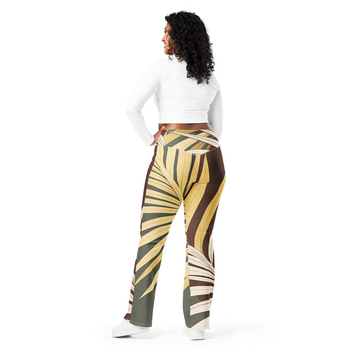 Womens Flare Leggings - Palm Tree Leaves Pattern