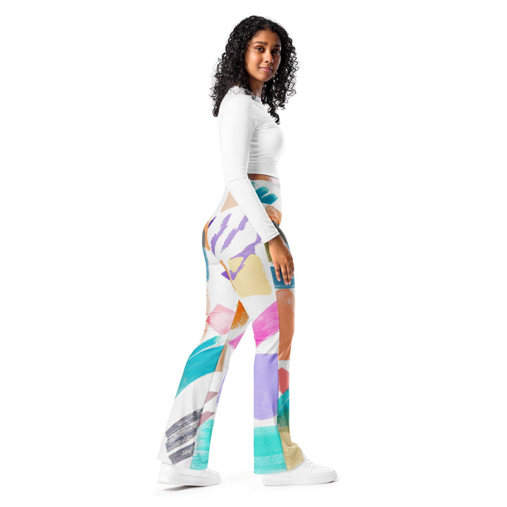Womens Flare Leggings - Pastel Pattern
