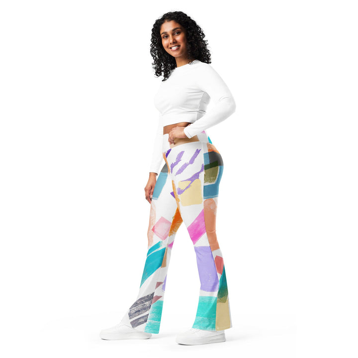 Womens Flare Leggings - Pastel Pattern