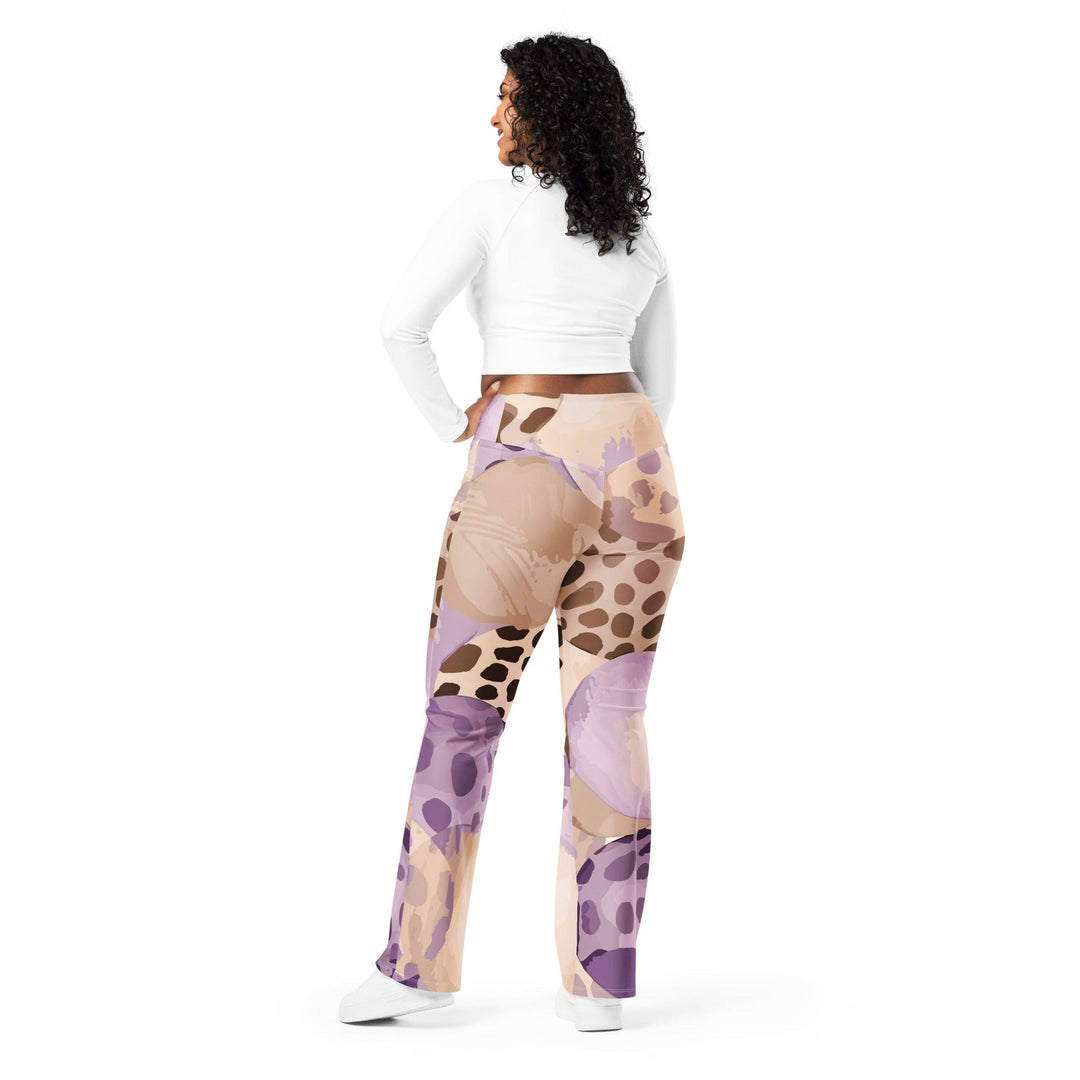 Womens Flare Leggings - Purple Lavender Spotted Print