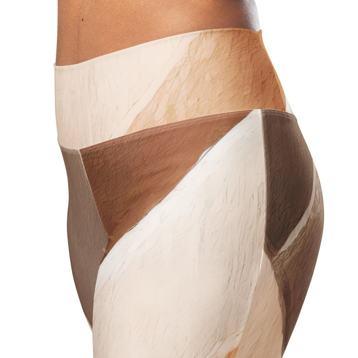 Womens Flare Leggings - Brown Rustic Watercolors Print