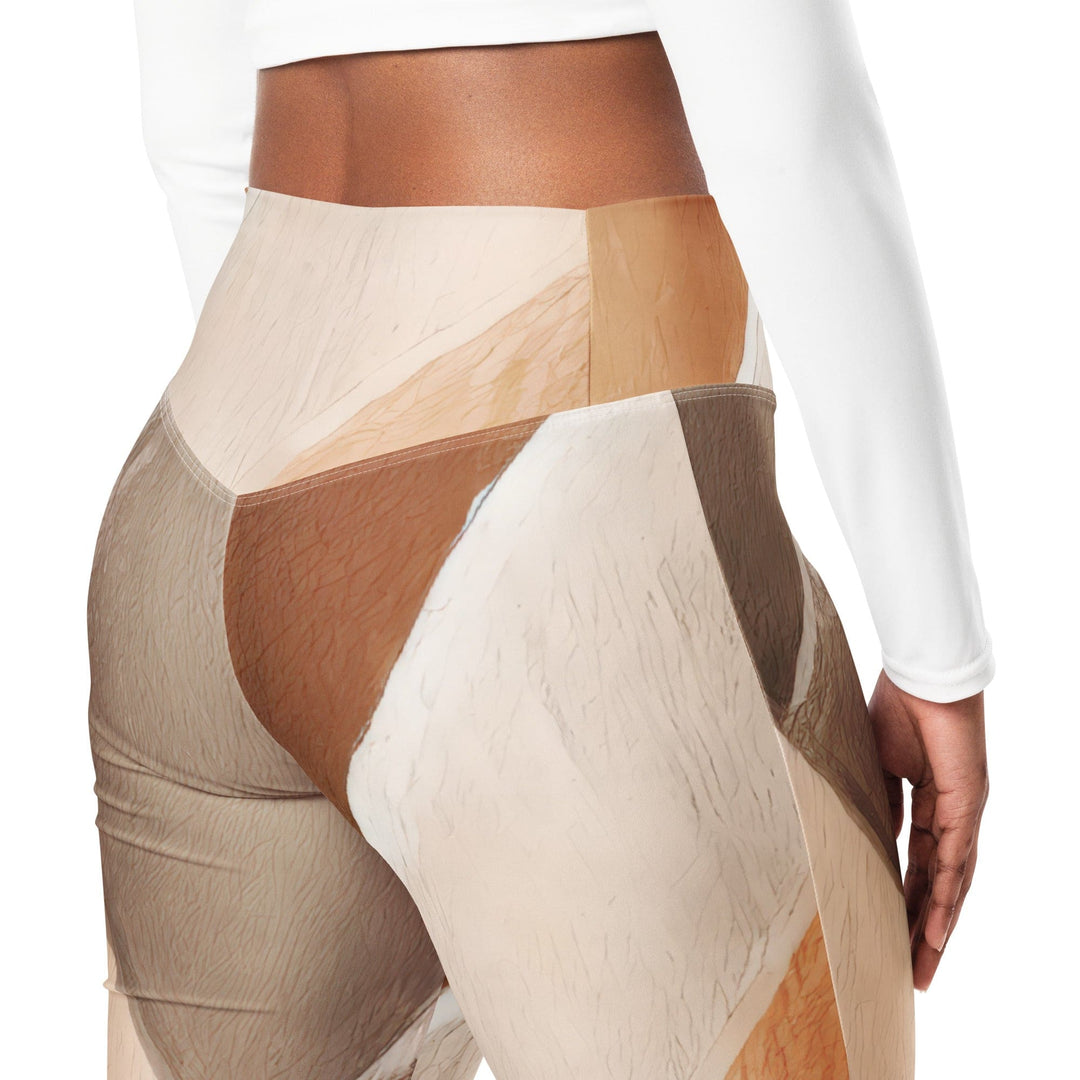 Womens Flare Leggings - Brown Rustic Watercolors Print