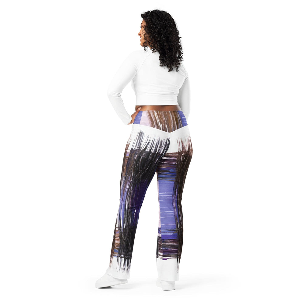 Womens Flare Leggings - Rustic Brown Interweave Print