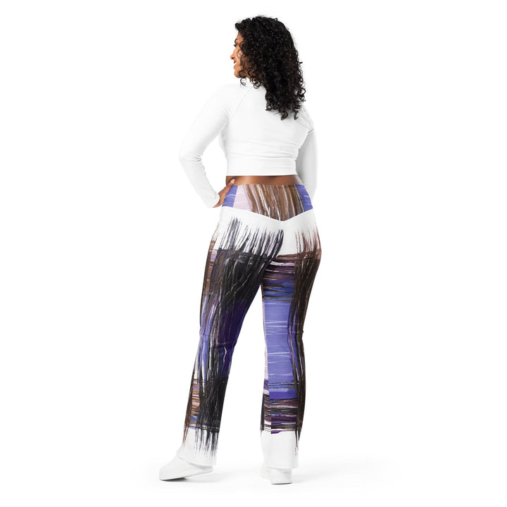 Womens Flare Leggings - Rustic Brown Interweave Print
