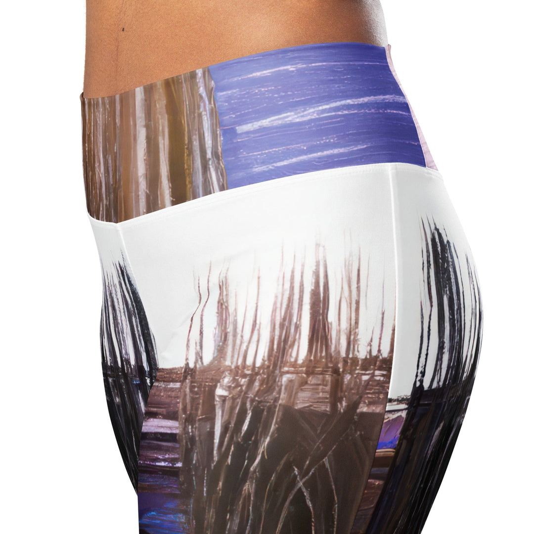 Womens Flare Leggings - Rustic Brown Interweave Print