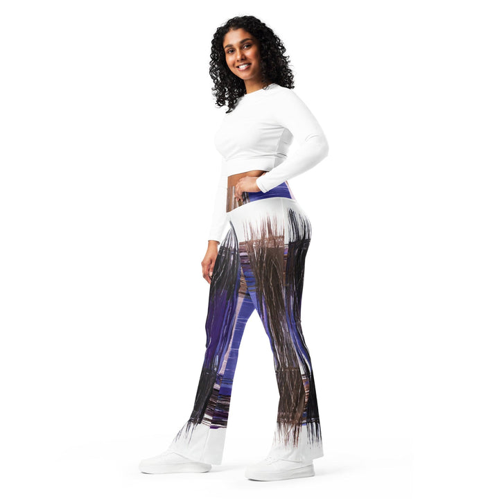 Womens Flare Leggings - Rustic Brown Interweave Print