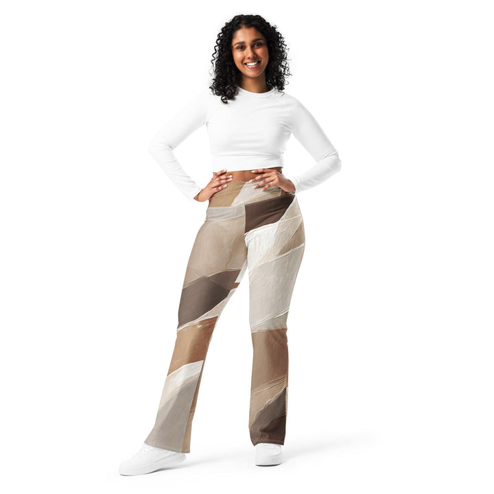 Womens Flare Leggings - Rustic Brown Stone Print