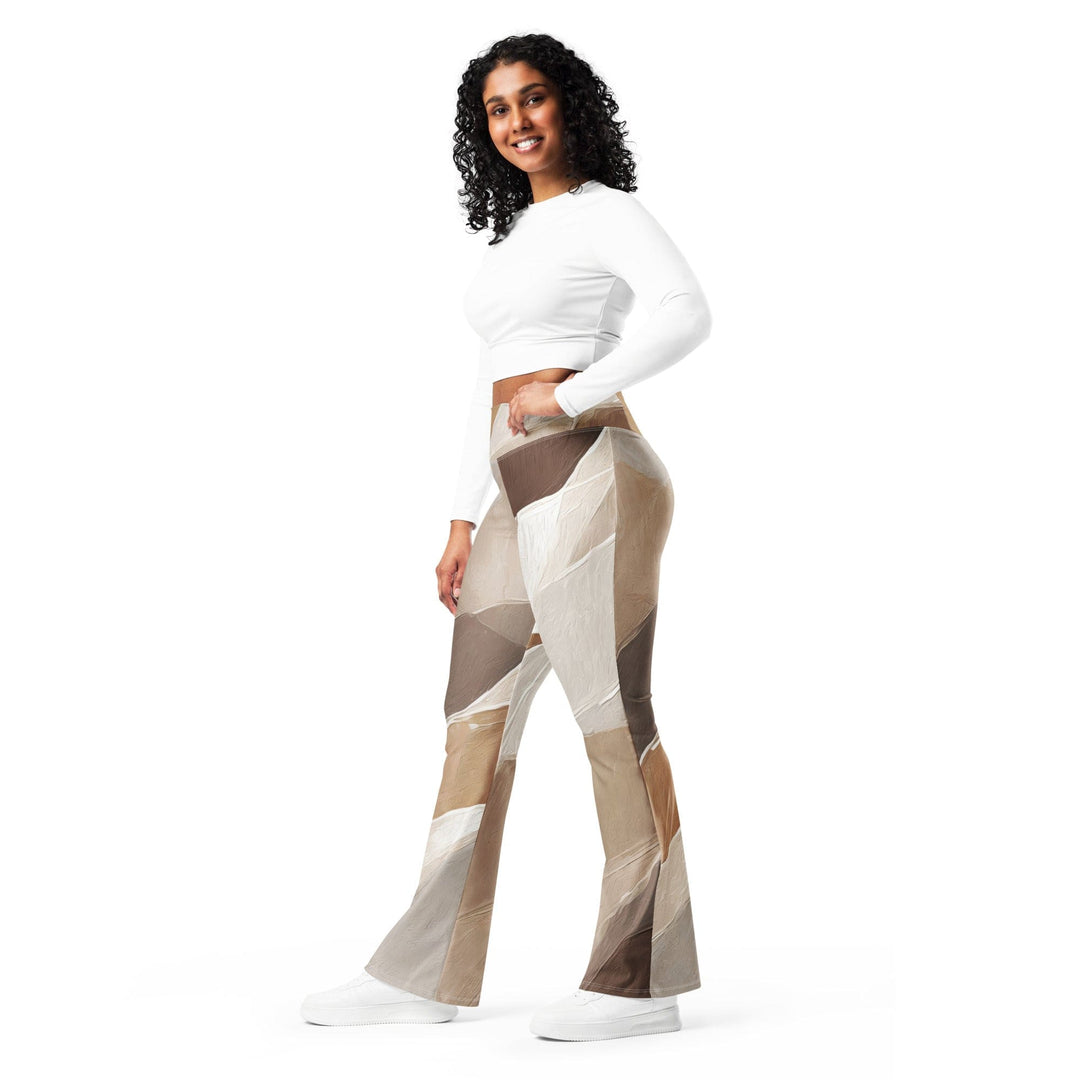 Womens Flare Leggings - Rustic Brown Stone Print