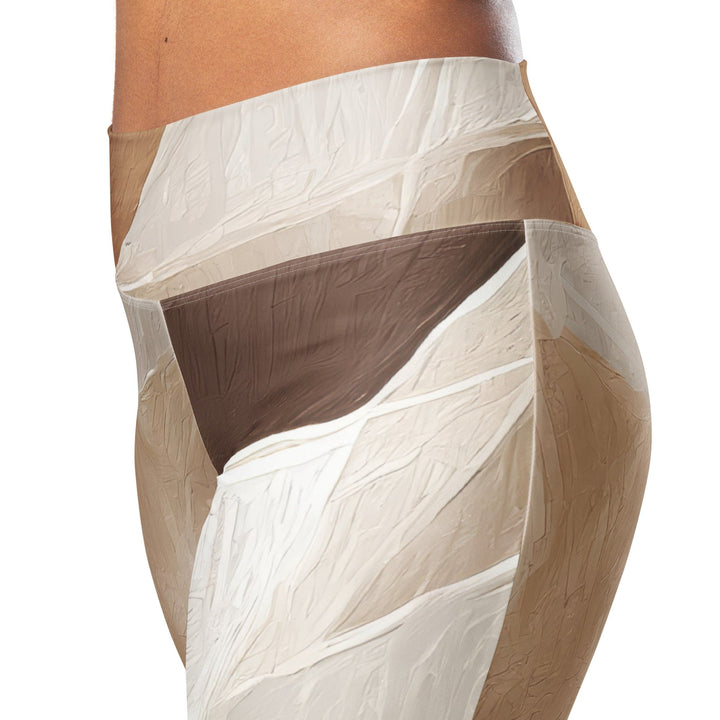 Womens Flare Leggings - Rustic Brown Stone Print