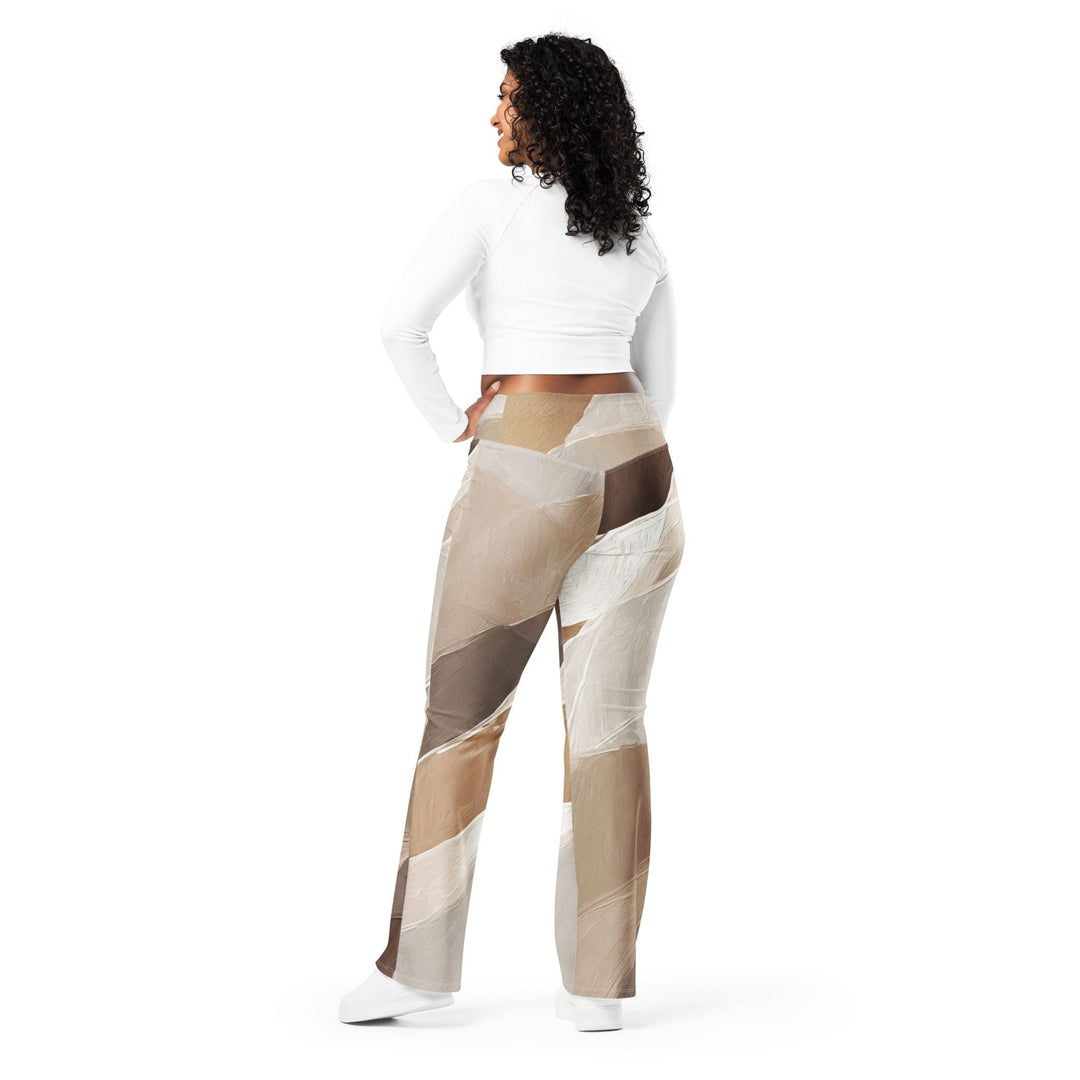 Womens Flare Leggings - Rustic Brown Stone Print