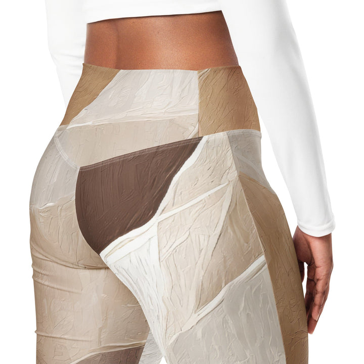 Womens Flare Leggings - Rustic Brown Stone Print