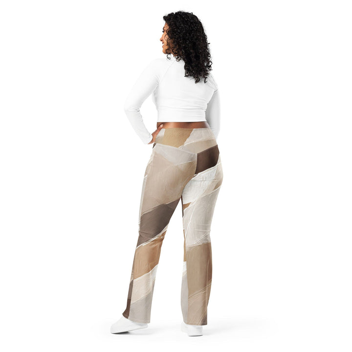 Womens Flare Leggings - Rustic Brown Stone Print