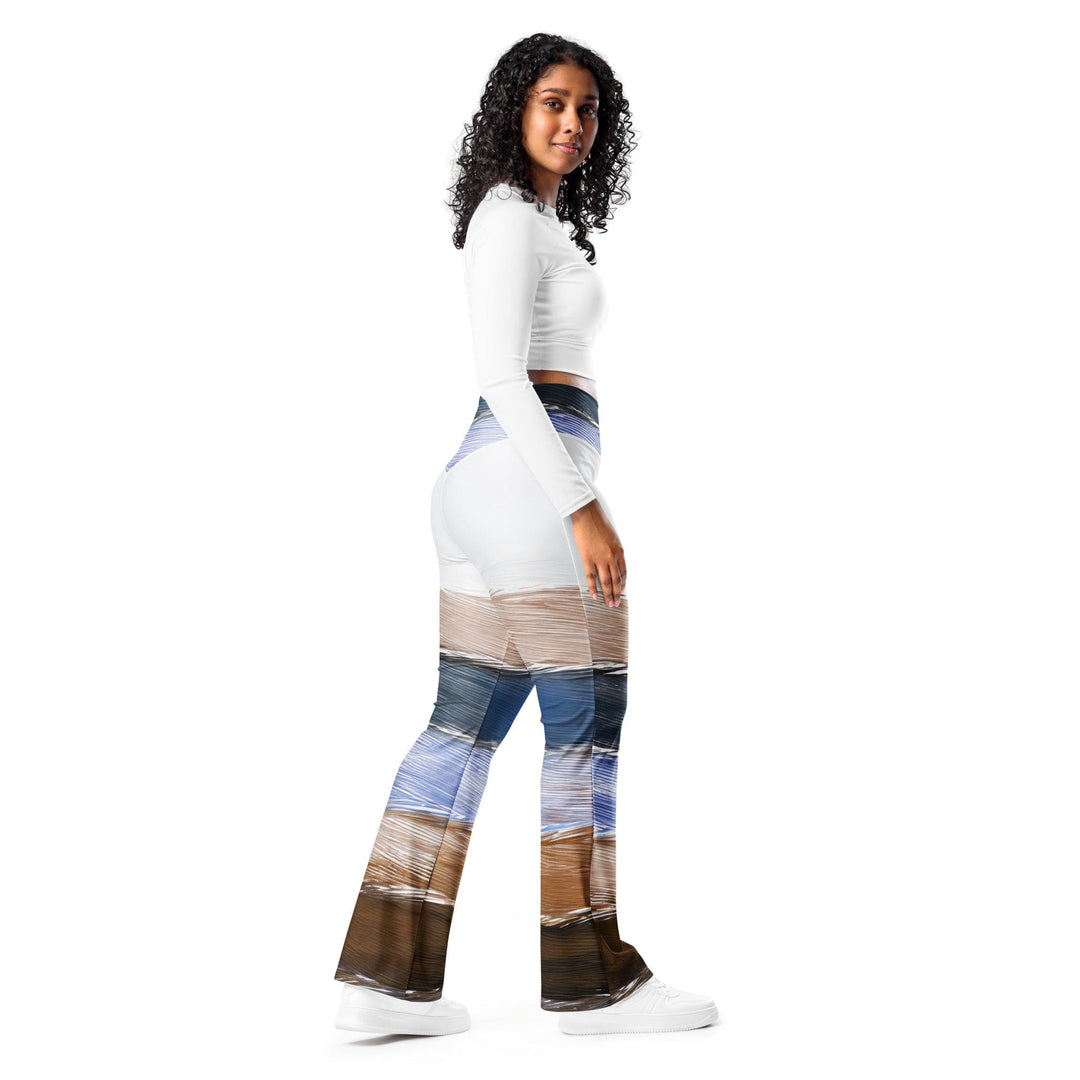 Womens Flare Leggings - Rustic Hues Pattern