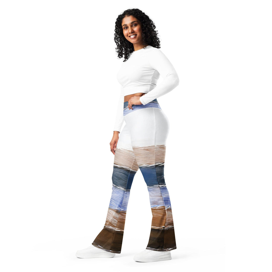 Womens Flare Leggings - Rustic Hues Pattern