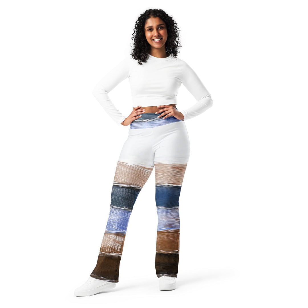 Womens Flare Leggings - Rustic Hues Pattern